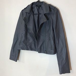 Forever 21 Gray Faux Leather Moto Jacket